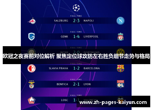 欧冠之夜赛前对位解析 聚焦定位球攻防左右胜负细节走势与格局
